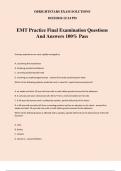 EMT Practice Final Examination Questions And Answers 100% Pass