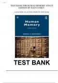 Test Bank For Human Memory 4th Edition by Gabriel Radvansky, ISBN: 9780367252922, All 18 Chapters Covered ||Complete A+ Guide