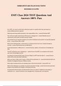 EMT Class 2024 TEST Questions And Answers 100% Pass