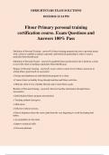 Fitour Primary personal training certification course. Exam Questions and Answers 100% Pass