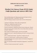 Florida Civic Literacy Exam (FCLE) Study Guide Questions and Answers 100% Pass