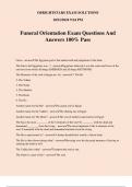 Funeral Orientation Exam Questions And Answers 100% Pass