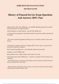 History of Funeral Service Exam Questions And Answers 100% Pass