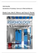 Test Bank - Introduction to Psychology: Gateways to Mind and Behavior, 16th Edition (Coon, 2022), Chapter 1-18 | All Chapters