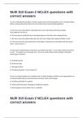 NUR 310 Exam 2 NCLEX questions with correct answers