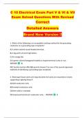 C 10 Electrical Exam Part V & VI & VII  Exam Solved Questions With Revised  Correct   Detailed Answers  Brand New Version !! 