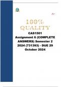 CAS1501 Assignment 6 (COMPLETE ANSWERS) Semester 2 2024 (731393) - DUE 29 October 2024 Course Perspectives on Accountancy (CAS1501)