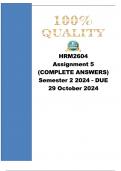 HRM2604 Assignment 5 (ANSWERS) Semester 2 2024 - DUE 29 October 2024 - Course Performance Management Practices (HRM2604)