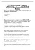 PSY30010 Abnormal Psychology UPDATED Questions and CORRECT  Answers