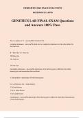 GENETICS LAB FINAL EXAM Questions and Answers 100% Pass.