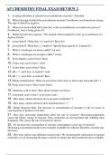 AP CHEMISTRY FINAL EXAM REVIEW 2  ( Latest 2024 / 2025 ) Actual Questions and Answers 100% Correct