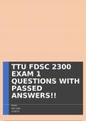 TTU FDSC 2300 EXAM 1 QUESTIONS WITH PASSED ANSWERS!!