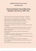 Jewish and Islamic Funeral Rite Exam Questions And Answers 100% Pass