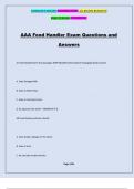 AAA Food Handler Exam Questions and Answers