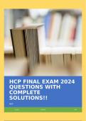 HCP FINAL EXAM 2024 QUESTIONS WITH COMPLETE SOLUTIONS!!