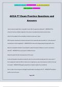 ACCA F7 Exam Practice Questions and Answers