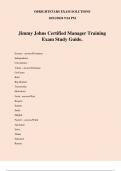 Jimmy Johns Certified Manager Training Exam Study Guide.