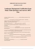 Landscape Management Certification Exam Study Guide Questions And Answers 100% Pass