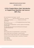 LUOA Virginia History Quiz: Introduction to Virginia Exam Questions And Answers 100% Pass