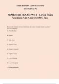 SEMESTER 1 EXAM WH I – LUOA Exam Questions And Answers 100% Pass