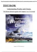 Test Bank For Understanding Weather and Climate 7th Edition by Aguado & Burt All 1-17 Chapters Covered ,Latest Edition, ISBN:9780321975904