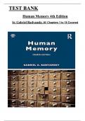 Test Bank For Human Memory 4th Edition by Gabriel Radvansky All 1-18 Chapters Covered ,Latest Edition, ISBN:9780367252922