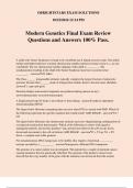 Modern Genetics Final Exam Review Questions and Answers 100% Pass.