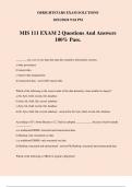 MIS 111 EXAM 2 Questions And Answers 100% Pass.