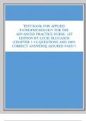 TEST BANK FOR APPLIED  PATHOPHYSIOLOGY FOR THE  ADVANCED PRACTICE NURSE 1ST  EDITION BY LUCIE DLUGASCH  (CHAPTER 1-14) QUESTIONS AND 100%  CORRECT ANSWERS|| ASSURED PASS!!!