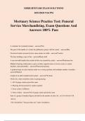 Mortuary Science Practice Test: Funeral Service Merchandising. Exam Questions And Answers 100% Pass