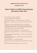 Motor Vehicle Law MPTC Exam Questions and Answers 100% Pass