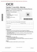 Actual 2024 OCR GCSE Chemistry B Twenty First Century Science J258/04: Depth in Chemistry (Higher Tier) Merged Question Paper + Mark Scheme + Data Sheet