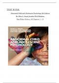 TEST BANK For Abnormal Child and Adolescent Psychology 9th Edition By Allen C. Israel, Jennifer Weil Malatras, Rita Wicks-Nelson, All Chapters 1 to 15 complete Verified editon ISBN:9780367252632