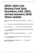 GEOG 2050 LSU Delong Final Quiz Questions with 100- correct answers 2025 latest update