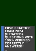 CBSP PRACTICE EXAM 2024 (UPDATED) QUESTIONS WITH 100% VERIFIED CORRECTLY ANSWERS!!