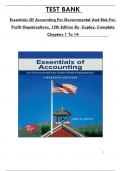 Test Bank For Essentials Of Accounting For Governmental And Not-ForProfit Organizations, 15th Edition By Copley, Consists Of 14 Complete Chapters, ISBN: 978-1265167691