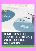 ICMC TEST 1 | 122 QUESTIONS | WITH ACTUAL ANSWERS!!