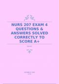 NURS 207 EXAM 4 QUESTIONS & ANSWERS SOLVED CORRECTLY TO SCORE A+