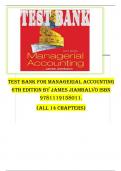 TEST BANK for Managerial Accounting 6th Edition by James Jiambalvo ISBN 9781119158011. (All 14 Chapters).