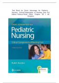 TEST BANK For Davis Advantage for Pediatric Nursing: Critical Components of Nursing Care, 3rd Edition by Kathryn Rudd, Complete Chapter's 1 - 22, 100 % Verified