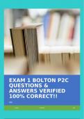 EXAM 1 BOLTON P2C QUESTIONS & ANSWERS VERIFIED 100% CORRECT!!