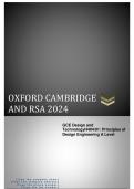 OXFORD CAMBRIDGE AND RSA 2024 GCE  Design and Technology  H404/01: Principles of Design Engineering  A Level ACTUAL QUESTION PAPER WITH MERGED MARKING SCHEME