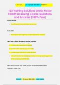 123 Training Solutions Order Picker  Forklift Licensing Course Questions  and Answers (100% Pass)