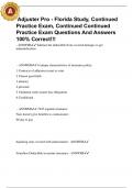  Adjuster Pro - Florida Study, Continued Practice Exam, Continued Continued Practice Exam Questions And Answers 100% Correct!!! 