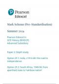 EDEXCEL    history 8hi0-2f advanced subsidiary paper 2 depth study option 2f mark scheme june 2024