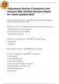  Adjusterpro Section:3 Questions And Answers With Verified Solutions Rated A+ Latest Updated 2024