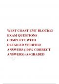 WEST COAST EMT BLOCK#2 EXAM QUESTIONS COMPLETE WITH DETAILED VERIFIED ANSWERS (100% CORRECT ANSWERS) /A+GRADED