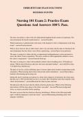 Nursing 101 Exam 2: Practice Exam Questions And Answers 100% Pass.