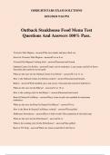 Outback Steakhouse Food Menu Test Questions And Answers 100% Pass.