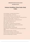 Outback SteakHouse Menu Steaks Study Guide.